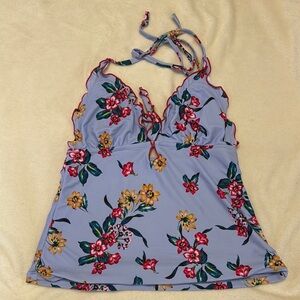 Jessica Simpson Blue and Purple Sleeveless Camisole with Ruffled Tie Front